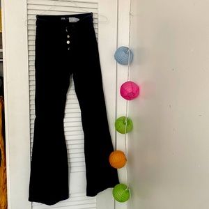 Zara Black Flared Button-Up Jeans